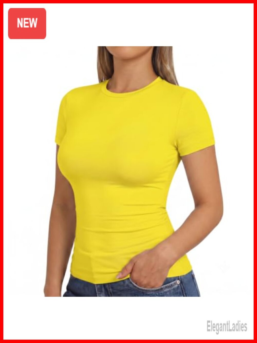 Womens Slim Fit Cotton Crew Neck Short Sleeve T-Shirt Casual Basic Tee